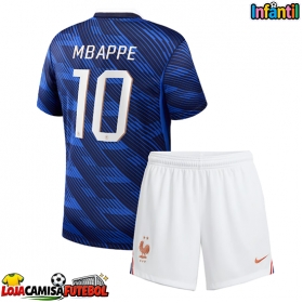 Camisa de Futebol França Kylian Mbappe #10 Equipamento Principal Infantil Mundo 2026 Manga Curta (+ Calças curtas)